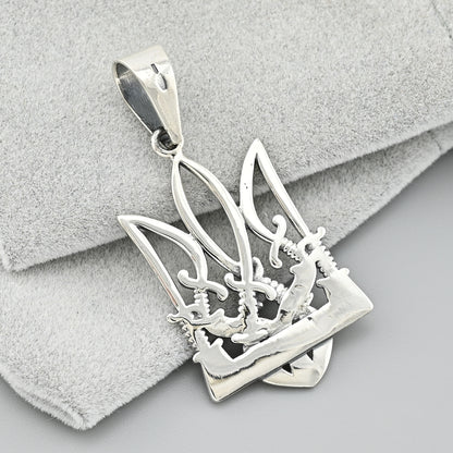 Sterling Silver Pendant | Ukrainian Trident Heart