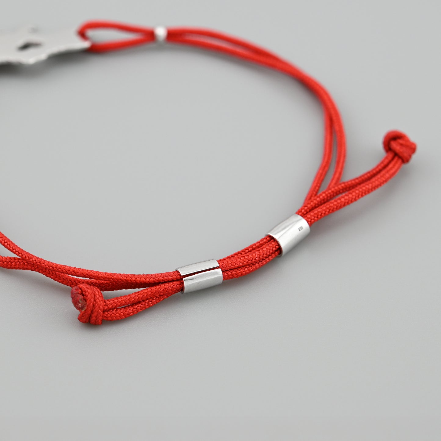 Sterling Silver Bracelet | Heart Cutout Red Cord
