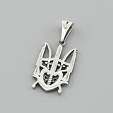 Sleek Modern Ukrainian Trident and Sword Silver Pendant 925 1905P