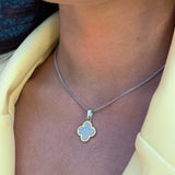 Solid 925 Sterling Silver Clover Pendant with 14K Gold Bonded and CZ Stones - Olivia Star Jewelry - 1993P