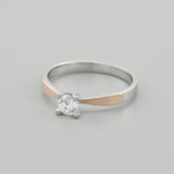 Two Tone Silver & Gold Ring with Cubic Zirconia 2016R