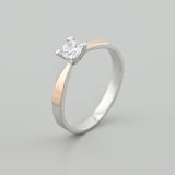 Two Tone Silver & Gold Ring with Cubic Zirconia 2016R