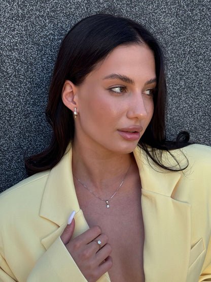 Pendientes de moissanita para mujer | Plata de ley 925 con baño de oro de 18 quilates | Diseño conmovedor