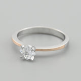 Classic Silver and Gold Band with Cubic Zirconia 2018R
