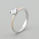 Classic Silver and Gold Band with Cubic Zirconia 2018R