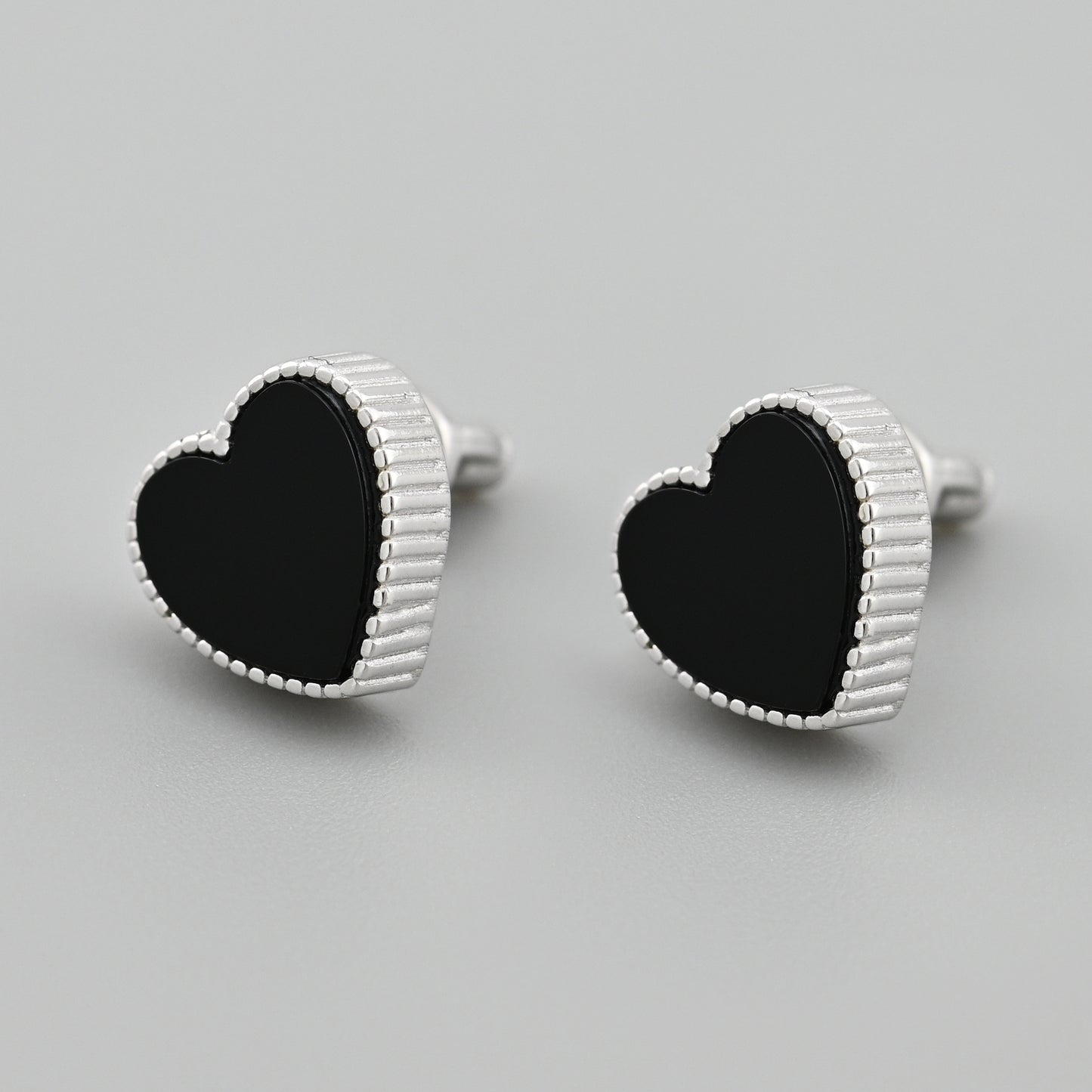 Black Onyx Stud Earrings | Black Onyx Elegant | Sterling Silver