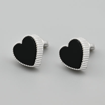 Black Onyx Stud Earrings | Black Onyx Elegant | Sterling Silver
