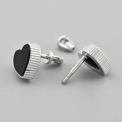 Black Onyx Stud Earrings | Black Onyx Elegant | Sterling Silver