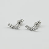 Minimalist 925 Silver Stud Earrings with White CZ 2128E