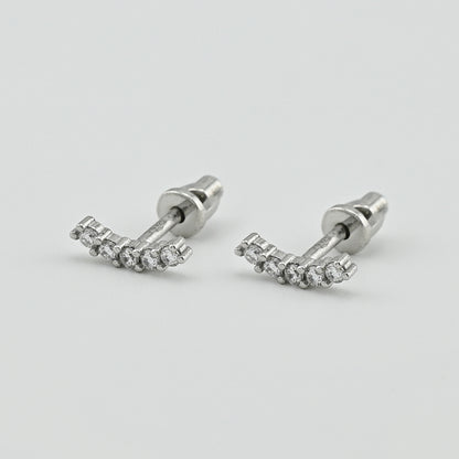 Cubic Zirconia Stud Earrings | Minimalist | Sterling Silver