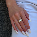 925 Sterling Silver Ring - Gold Plated with White Cubic Zirconia - Olivia Star Jewelry 2137LR