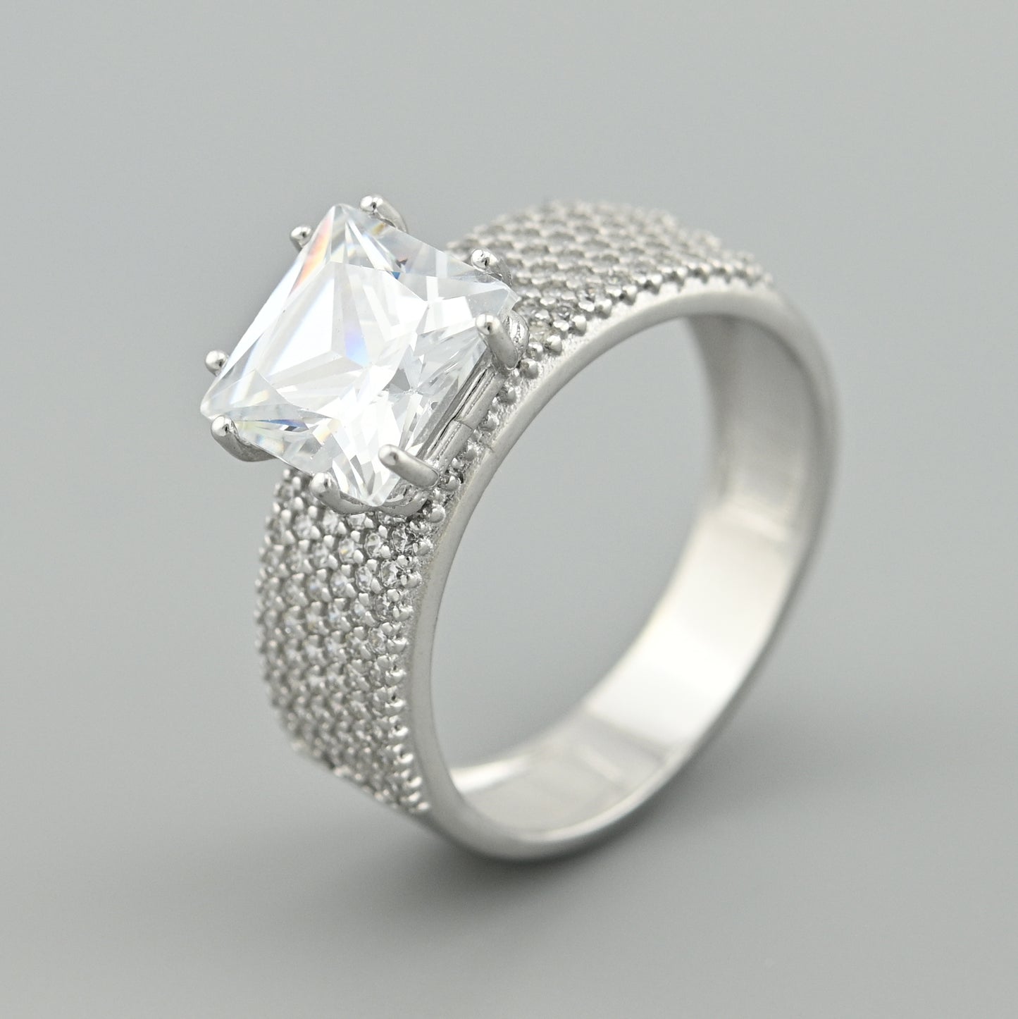 Cubic Zirconia Ring | Modern Stacking | Sterling Silver
