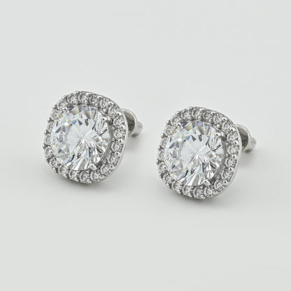 Sterling Silver Stud Earrings | White CZ Modern