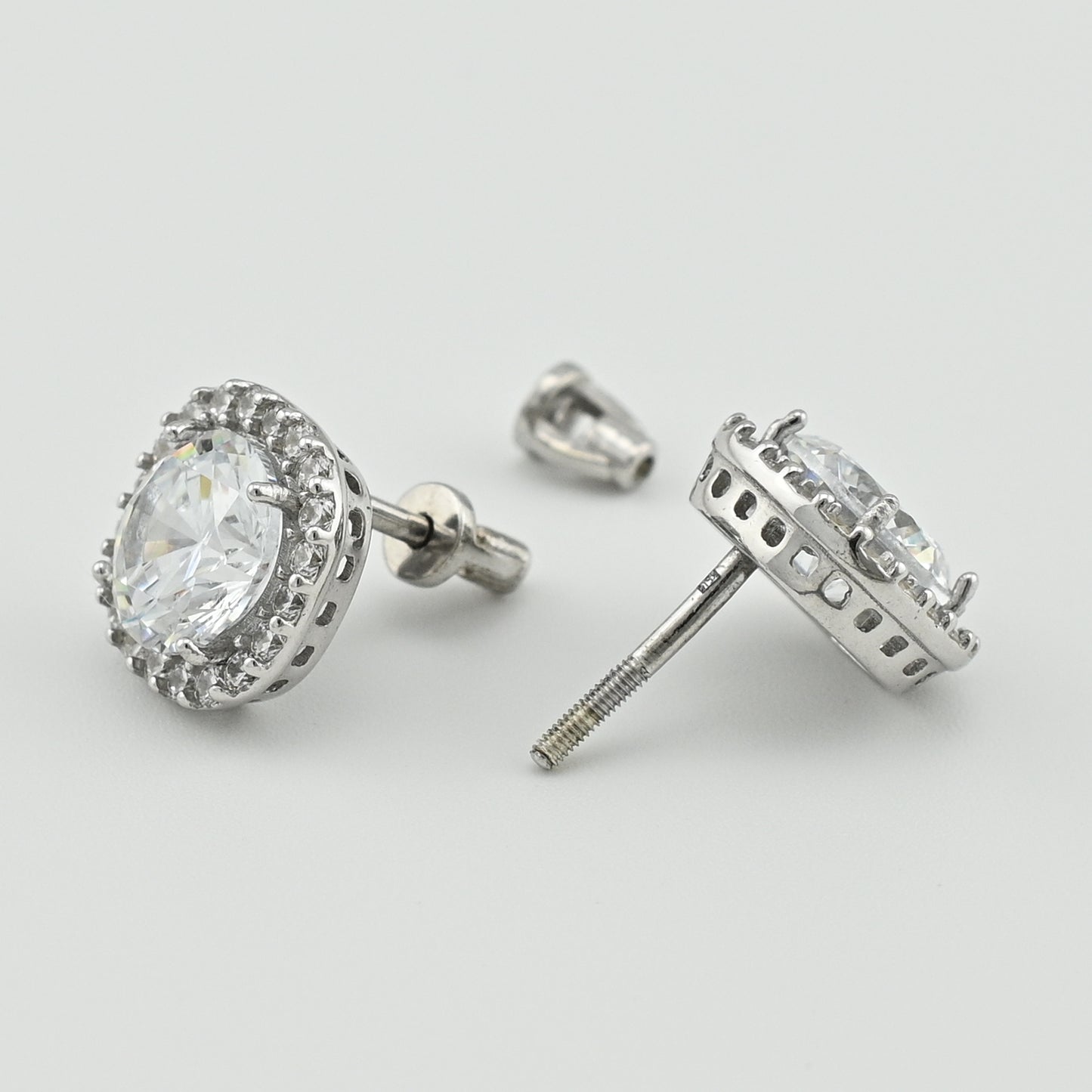 Sterling Silver Stud Earrings | White CZ Modern
