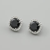 Classic Silver Earrings with Black Zirconia 2169/1E