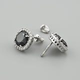 Classic Silver Earrings with Black Zirconia 2169/1E