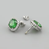 925 Silver Stud Earrings with Emerald Colored CZ 2169/1E