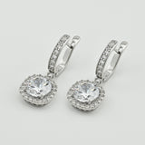Elegant Sterling Silver Dangle Earrings with White CZ 2169E