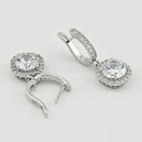 Elegant Sterling Silver Dangle Earrings with White CZ 2169E