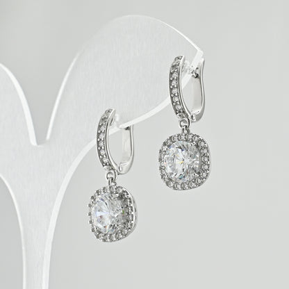 Cubic Zirconia Drop Earrings | Elegant | Sterling Silver