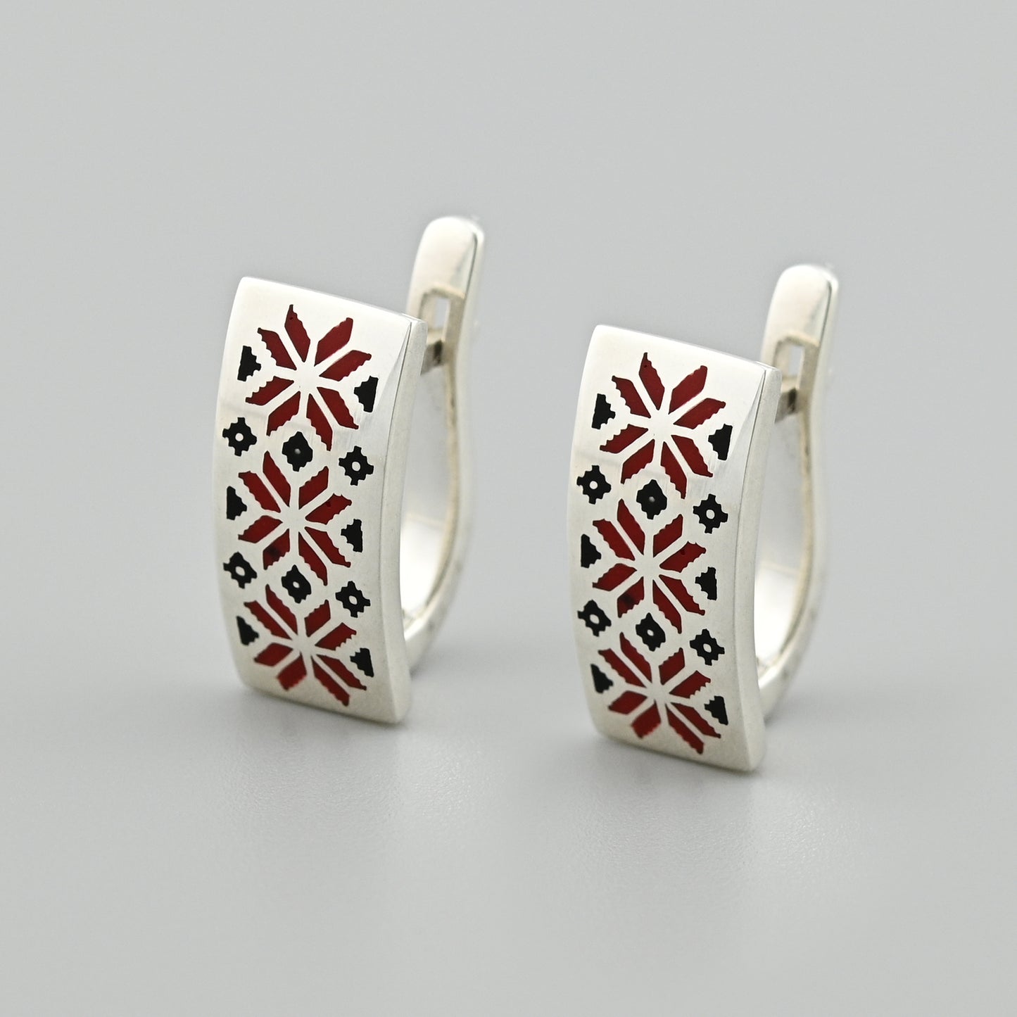 Enamel Earrings | Black Enamel Contemporary | Sterling Silver