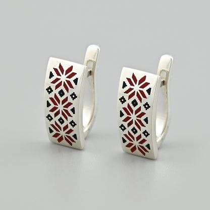 Enamel Earrings | Black Enamel Contemporary | Sterling Silver