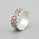 Modern Silver Stacking Ring with Enamel Detail 2191R