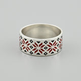 Modern Silver Stacking Ring with Enamel Detail 2191R