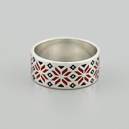 Enamel Ring | Modern Stacking | Sterling Silver