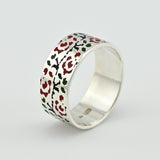 Minimalist Silver Ring with Enamel Accent 2192R