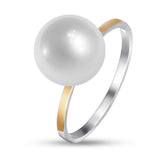 Two-Tone Sterling Silver & Gold Pearl Stackable Ring for Women – 487/1R