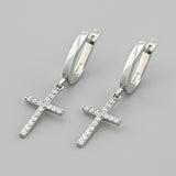 Minimalist Silver Earrings with White Zirconia 889/1E