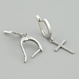 Minimalist Silver Earrings with White Zirconia 889/1E