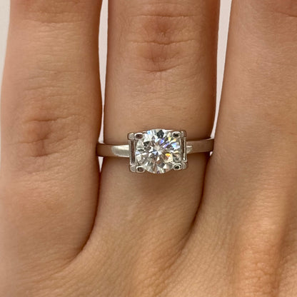 Luxury Moissanite Engagement Ring - Space-Inspired Design with a Radiant Stone