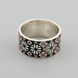 Sterling Silver Ring with Black Enamel Detail 2229R