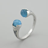 Sterling Silver Ring Merida with Blue Ulexite 765R
