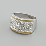 925 Sterling Silver Two-Tone Ring - Gold Plated Stackable Design Marlene with White Cubic Zirconia - Olivia Star Jewelry 514R