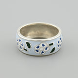 Stylish Sterling Silver Ring with Bright Enamel 1586R