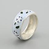 Stylish Sterling Silver Ring with Bright Enamel 1586R