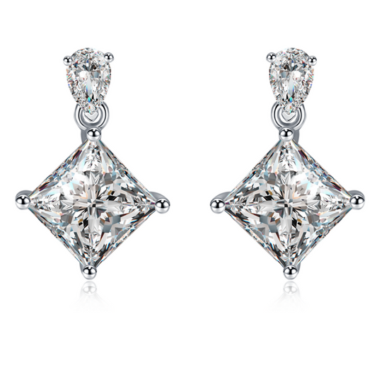 Moissanite Drop Earrings Crystal Prism, sterling silver