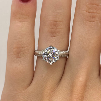 Kingdom Moissanite Diamond Engagement Ring – Lab-Grown, 18K White Gold Plated Sterling Silver