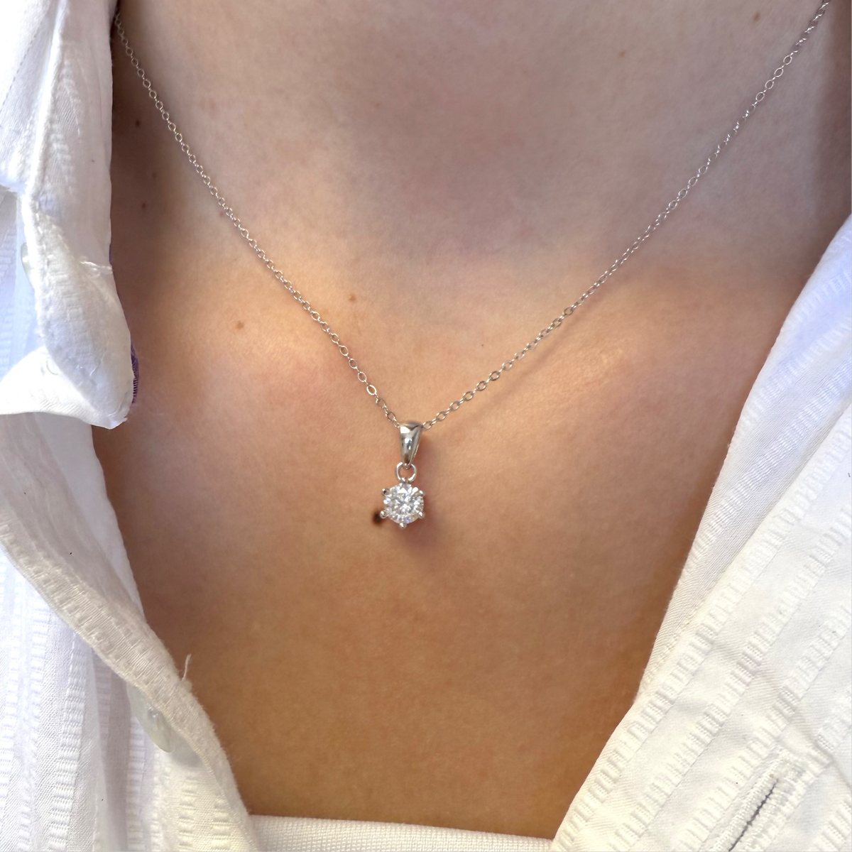 Moissanite Pendant Necklace Sirius, sterling silver, view 2