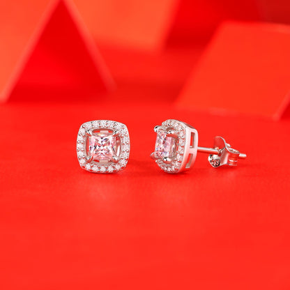 Luminous Square Moissanite Stud Earrings - Precisely Cut Stones in a Sleek Frame