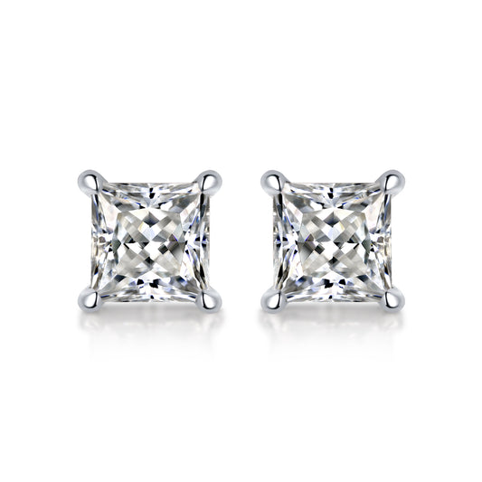 Moissanite earrings with a stellar spark design, featuring dazzling stones set in a sleek metal frame for a brilliant and sophisticated look.