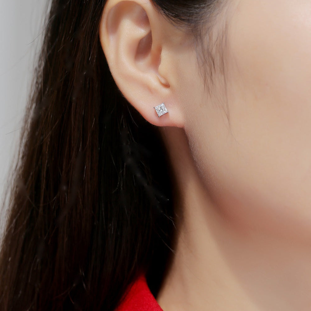 Stellar Spark Moissanite Earrings - Dazzling Stones in a Sleek Metal Frame
