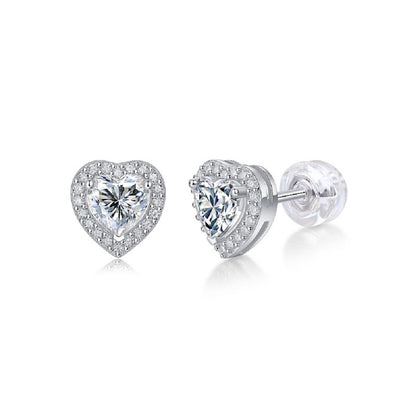 Polished Moissanite Heart Studs - Elegant Jewelry for Everyday Wear