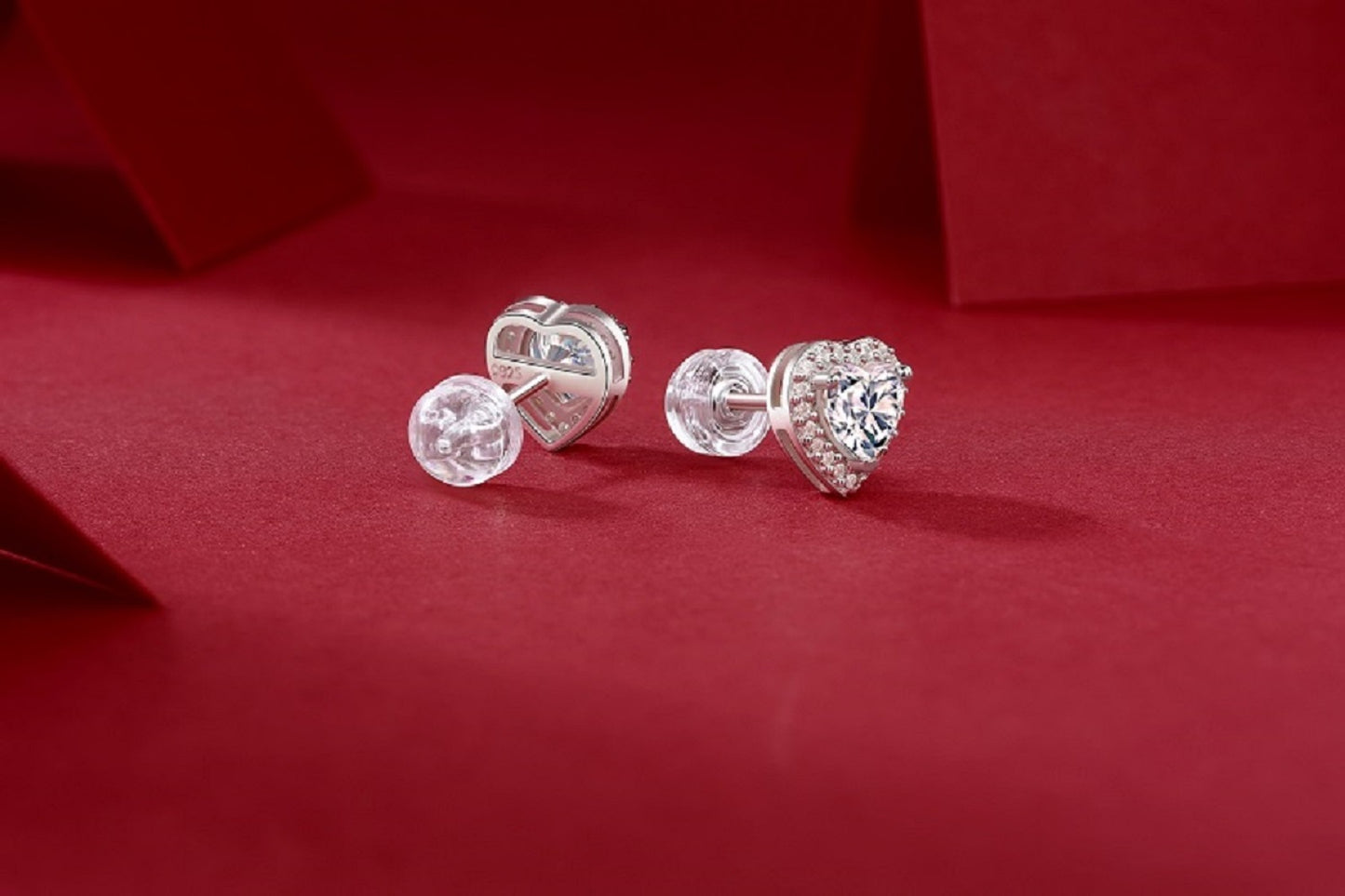 Classic Moissanite Heart Studs - Refined Earrings with a Radiant Finish