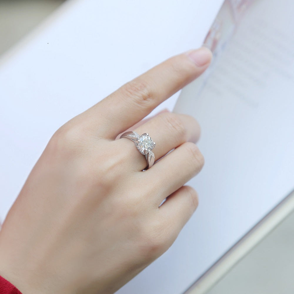 Refined Moissanite Ring - Brilliant Cut Stone in a Polished Metal Band