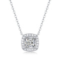 Moissanite Pendant Necklace | Luminous Square | Sterling Silver
