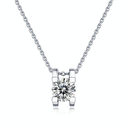 Moissanite pendant necklace with a deep space-inspired design, featuring a brilliant-cut stone set in a sleek metal frame for a modern and radiant look.